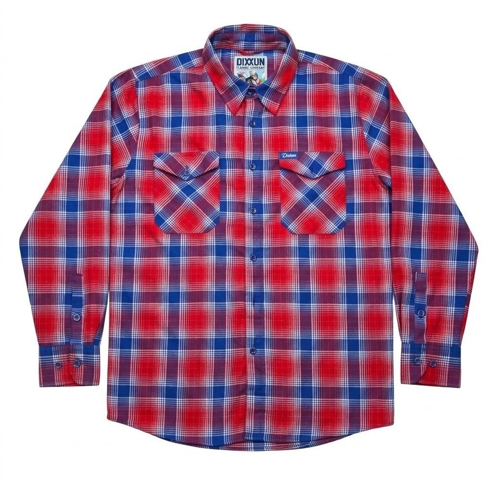 Dixxon Flannel The 95 Doohan Mens 2X XXL Red Blue Plaid Button Up Shirt